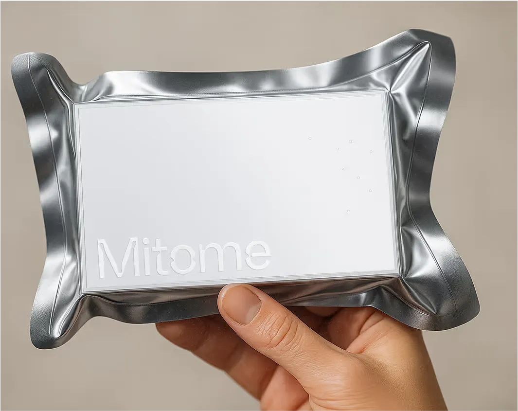 Mitochondrial function test kit packaging for biomarker testing and cellular health analysis